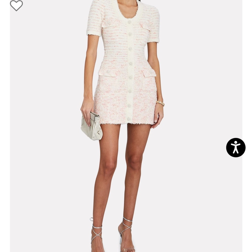 Gorgeous Self-Portrait Pink and White Ombre Knit/Tweed Mini dress! NWTs!